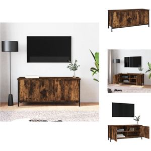 vidaXL TV-meubel Smoked Oak - Hoge Kwaliteit - Voldoende Opbergruimte - Stevig Blad - Praktische Deuren - Metalen Voeten - 102 x 35 x 45 cm - Kast