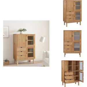 vidaXL Hoge Kast - Hoge Kasten - Houten Hoge Kast - Kast - Hoge kast OTTA 85x43x125 cm massief grenenhout