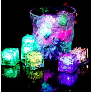 LED ijsblokje - IJsblokjes - Bar accessoire - Lichtgevend - Kunststof - multicolor - 12 stuks