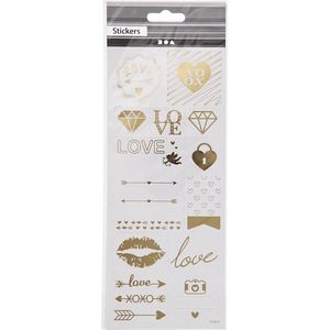 Stickers, love, 10x24 cm, goud, 1 vel