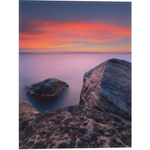 WallClassics - Vlag - Oranje/Roze Lucht boven Meer - 30x40 cm Foto op Polyester Vlag