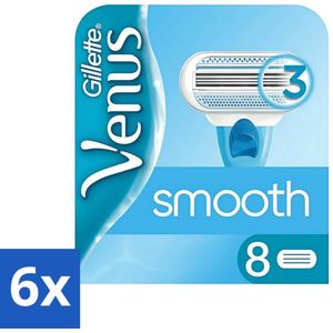 Gillette - Venus Smooth - Zachte scheerbeurt - 8 Navulscheermesjes - Voordeelverpakking - 6 stuks