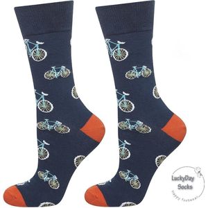Verjaardag cadeau - Wielren fiets Sokken - Sokken - Fietsen - Valentijn cadeautje voor hem - Fiets - Valentijnsdag voor mannen - Leuke sokken - Vrolijke sokken - Luckyday Socks - Sokken met tekst - Aparte Sokken - Socks waar je Happy van wordt