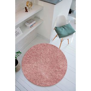 Carpet Studio Santa Fe Vloerkleed Rond Ø 130cm - Laagpolig Tapijt Woonkamer - Tapijt Slaapkamer - Kleed Roze