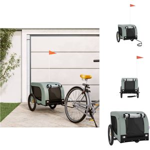 vidaXL Hondenfietskar - Grijs/Zwart - Oxfordstof/IJzer/PVC - 133x69x73.5 cm - 55x80x55 cm cabine - Draagvermogen 45 kg - Trekhaak 3-11 kg - Montage vereist - Draagtas