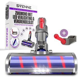 SVENNE® Zuigmond met LED Verlichting geschikt voor Dyson V15 / V11 / V10 / V8 / V7 - Mondstuk Parketborstel Accessoires en Onderdelen voor Steelstofzuiger - Opzetstuk Borstel - Wasbaar