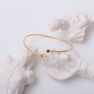 Hare Design Zirkonia Witte Rode Stenen Armband Gecombineerde Armband Goud Vergulde - Handgemaakte Luxe Sieraden
