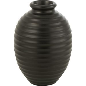 J-Line bloempot Ovaal - terracotta - zwart - small