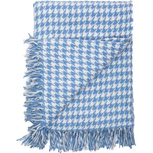 Trimita - Katoenen Deken - Plaid Katoen - Pied de poule-Patroon - Fair Trade - Woondeken 130 x 170 cm - Blauw