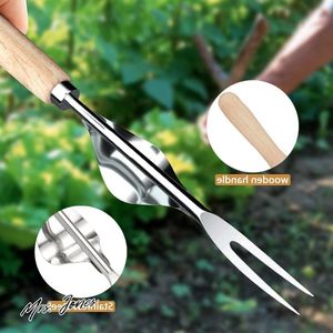 Mrs. Jones Onkruideter van roestvrij staal 3 stuks handmatige onkruidverdelger tuinhandwieder wortelwieder met houten handvat - handmatige wieder om te graven wieden los te maken .