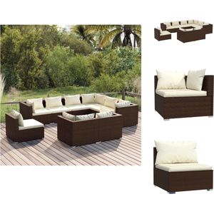 vidaXL Loungeset Poly Rattan - Bruin - Modulair Design - Inclusief Kussens - 5 Hoekbanken - 4 Middenbanken - 9 Zitkussens - 14 Rugkussens - Tuinset