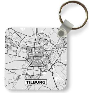 Sleutelhanger - Uitdeelcadeautjes - Stadskaart - Tilburg - Grijs - Wit - Plastic