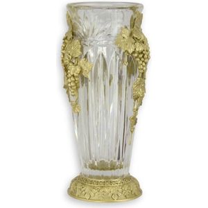 Glazen Vaas - Bronzen Voet - Luxe Decoratie - Bloemen - Tafeldecoratie - Unieke Woondecoratie