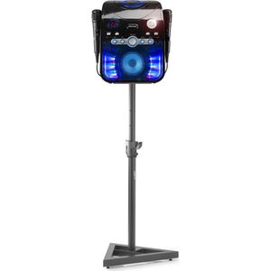 Karaoke set met microfoons en standaard - Fenton SBS20B met bluetooth, standaard, CD+G, aansluiting voor TV, lichteffecten en echo - Zwart