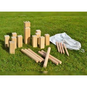 Kubb spel, kubben, houten spel, buitenspel, camping, campingspellen, koning 30cm hoog