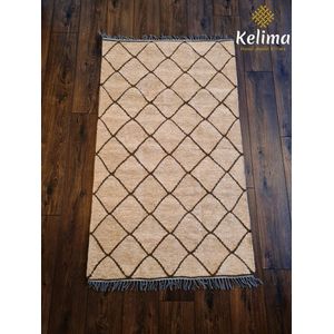Handgeweven vloerkleed / tapijt - 100% Egyptische wol Kelim - 90x160cm - Naturel