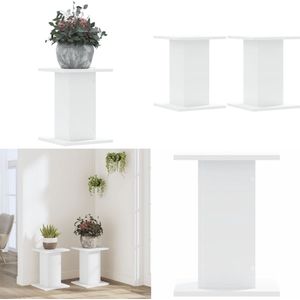 vidaXL Plantenstandaards 2 st 30x30x40 cm bewerkt hout wit - Plantenstandaard - Plantenstandaards - Plantenrek - Planten Standaard