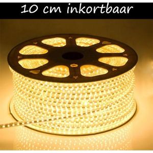 LED Strip 230V - Warm Wit - 8W/m - Inkortbaar per 10cm - IP65 - Dimbaar - 1 meter