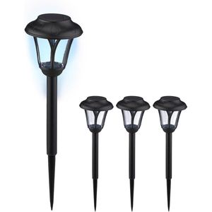 Tuinlampen op zonne-energie - Set van 4 - Buitenverlichting met grondpen - 39 x 11 cm - LED - Zwart