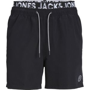 JACK & JONES Fiji Swim Double Waistband regular fit - heren zwembroek - zwart - Maat: XS