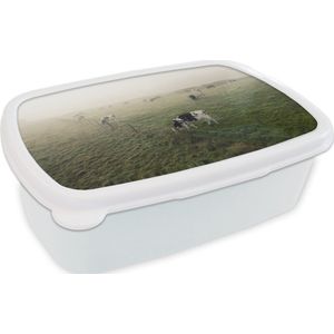 Broodtrommel Wit - Lunchbox - Brooddoos - Koeien - Mist - Friesland - 18x12x6 cm - Volwassenen