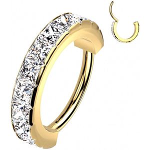 Piercing ring facing CZ's vierkant 1.2x8 gold plated