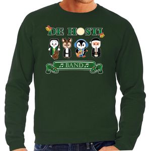 Bellatio Decorations Foute Kersttrui/sweater heren - de hosti band - groen - kerstmuziek - band S