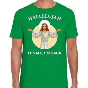 Hallelujah its me im back Kerstshirt / Kerst t-shirt groen voor heren - Kerstkleding / Christmas outfit S