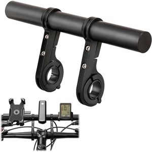 Fietsstuurverlenger voor fiets snelheidsmeter lamp zaklamphouder 20 cm - Zwart stuurverlengstangen