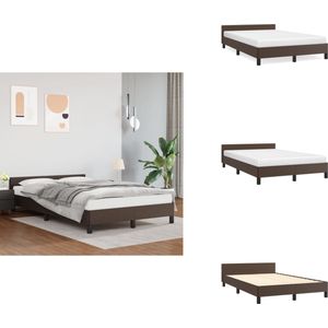 vidaXL Bedframe Met Hoofdbord - Bedframes Met Hoofdborden - Bedframe - Bed - Bedframe met hoofdeinde zonder matras 120x200 cm bruin