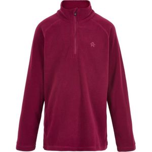 Color Kids - Fleece pullover met halve rits voor kinderen - Effen - Donkerrood - maat 128cm