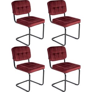 Kick buisframe stoel Ivy rood - set van 4