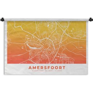 Wandkleed - Wanddoek - Stadskaart - Amersfoort - Geel - Oranje - 60x40 cm - Wandtapijt - Plattegrond