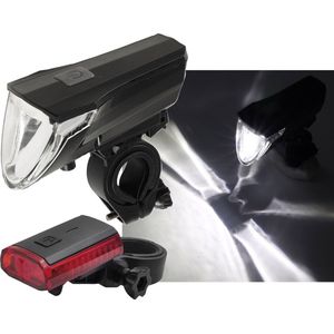 Chilitec Fiets LED oplaadbare verlichtingsset op lithiumbatterij rood en wit | Voorlicht en achterlicht | met 3 standen | bevestiging aan stuur | eenvoudig te installeren | USB oplaadbaar | Waterdicht | fietslamp | fietslicht | racefiets licht | Kopl