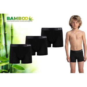 Bamboo - Boxershorts Jongens - Bamboe - 3 Stuks - Zwart - 122-128 - Ondergoed Jongens - Onderbroeken Jongens - Boxershort Kinderen Jongens - Boxer - Onderbroek