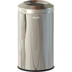 ALDA, Brandwerende prullenbak – 20L - 43xØ24 cm – zilver – afvalbak - vuilnisbak