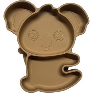 Koala siliconen baby bordje met vakjes en zuignap - Bruin - Kinderservies - Babybordje - Kinderbordje - Baby servies - Babybestek - Oven, vriezer en vaatwasserbestendig - BPA en PVC vrij bord