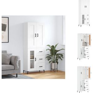 vidaXL hoge kast - wit - 69.5 x 34 x 180 cm - duurzaam materiaal - Keukenkast