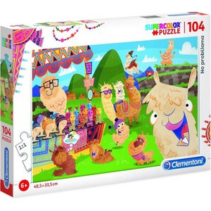 Clementoni Legpuzzel - Supercolor Puzzel Collectie - No probllama - 104 stukjes, puzzels kinderen