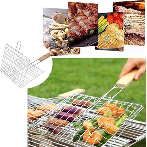 Grote Draagbare BBQ Grillmand - Opvouwbare Barbecue Grillmand voor Vis Groenten Garnalenbiefstuk