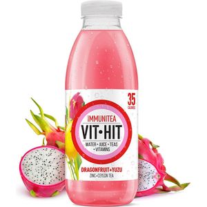 VITHIT Vitaminedrink - Frisdrank - Immunitea - Laag suikergehalte - Dragonfruit + Yuzu - 12 x 50cl - Voordeelverpakking