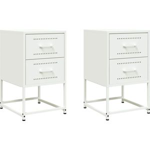 vidaXL - Nachtkastjes - 2 - st - 36x39x60,5 - cm - staal - wit