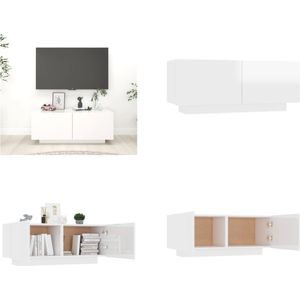 vidaXL Tv-meubel 100x35x40 cm spaanplaat hoogglans wit - Tv-kast - Tv-kasten - Tv-standaard - Tv-standaarden