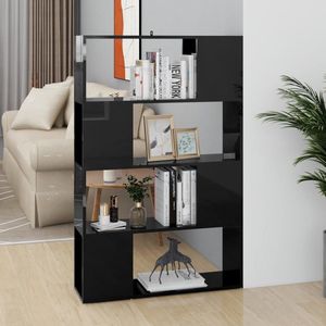 The Living Store Boekenkast Kamerverdeler - 80 x 24 x 124.5 cm - Hoogglans zwart