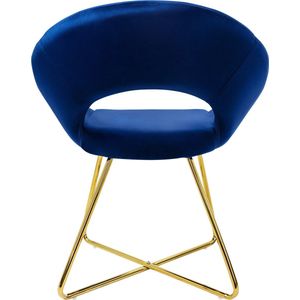 ML-Design eetkamerstoelen set van 6 blauw fluweel, woonkamerstoel met ronde rugleuning, gestoffeerde stoel met gouden metalen poten, ergonomische eettafel fauteuil, keukenstoel kuipstoel kaptafelstoel