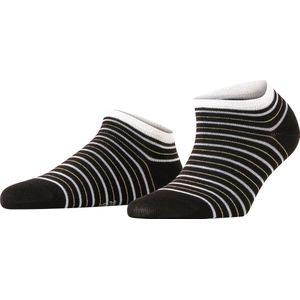 FALKE Stripe Shimmer gestreept met patroon katoen sneakersokken dames zwart - Maat 35-38