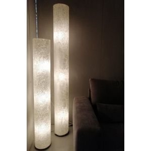 Staande lamp Design Handgemaakte Vloerlamp woonkamer Slaapkamer cilinder white capiz parelmoer schelp 200 cm