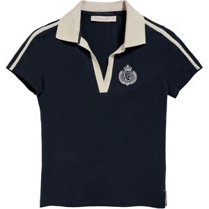 Marineblauwe polo zonder knopen en met nautisch detail