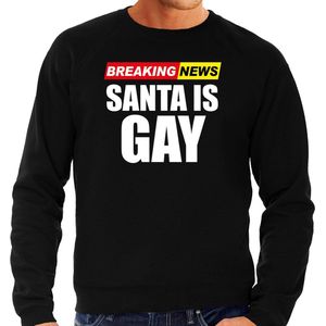Bellatio Decorations Foute humor Kersttrui breaking news gay Kerst - sweater zwart - heren XL