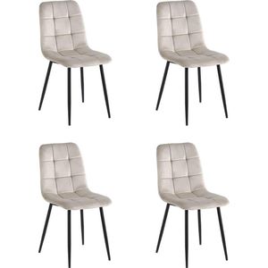 Swiss Homes® | Ruby - Velvet Eetkamerstoelen Beige / Capuccino - Set van 4 | Fluweel - Velvet stoel - Eetkamerstoel - Kuipstoel - Woonkamerstoelen